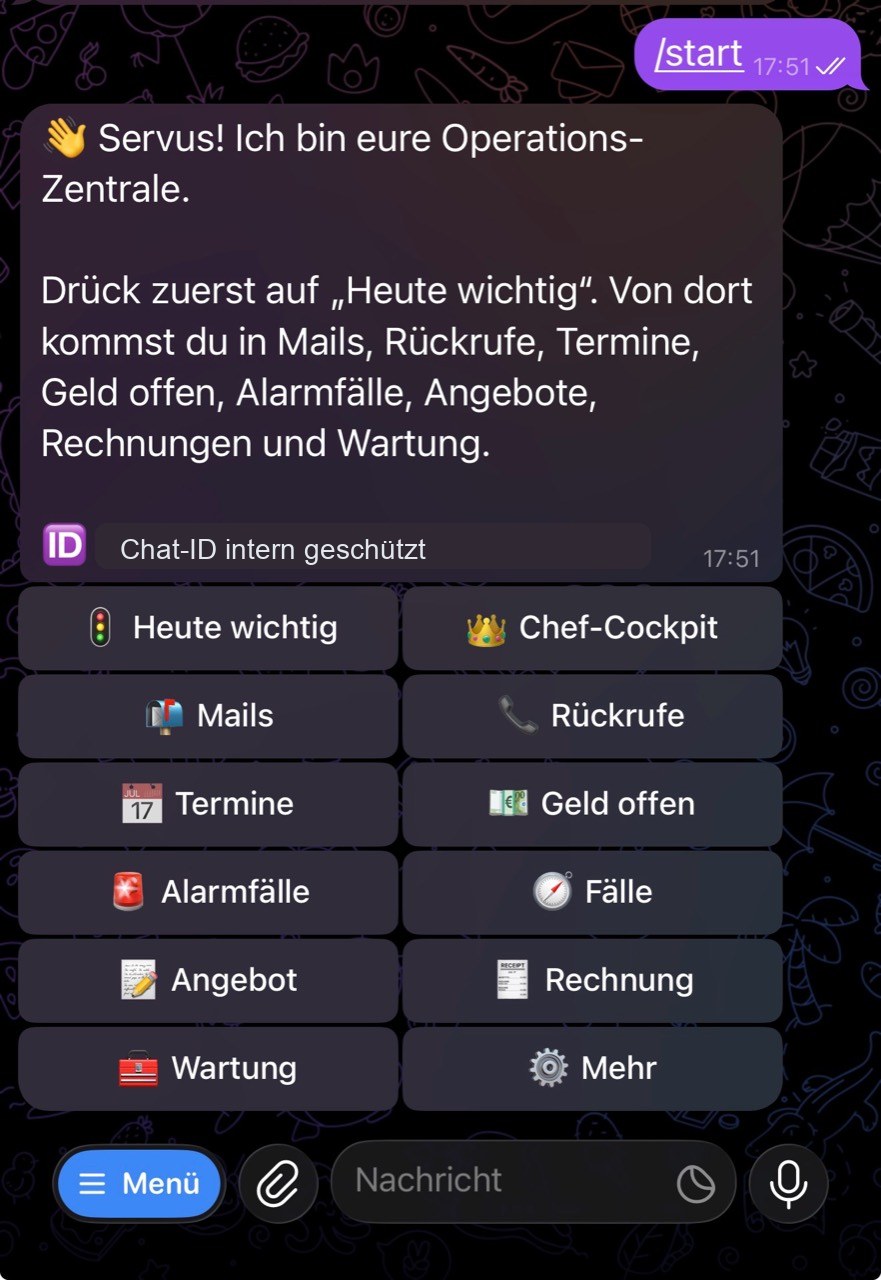 Telegram-Bot mit Operations-Menü und Erinnerungen